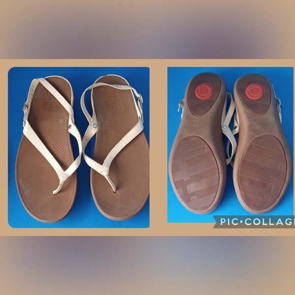 FitFlop White Leather Back-Strap Sandals Size 9 - Picture 1 of 7